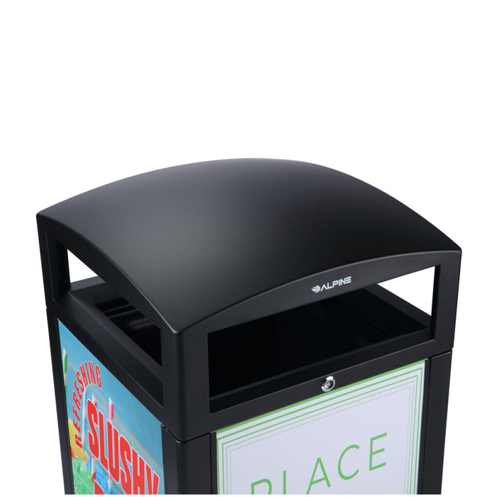 Alpine Industries Rugged 40 Gallon All Weather Trash Container, With Advertisement Panels, Grey Stone ALP471-40-GRYS-SGN