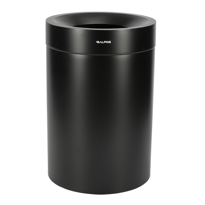 Alpine Industries 50 Gallon Stainless Steel Trash Can (Black) ALP475-50-BLK