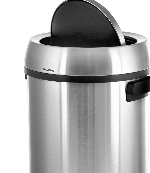 Alpine Industries 17 Gal. Stainless Steel Commercial Trash Can with Swing Lid 2 Pack ALP470-65L-1-2PK