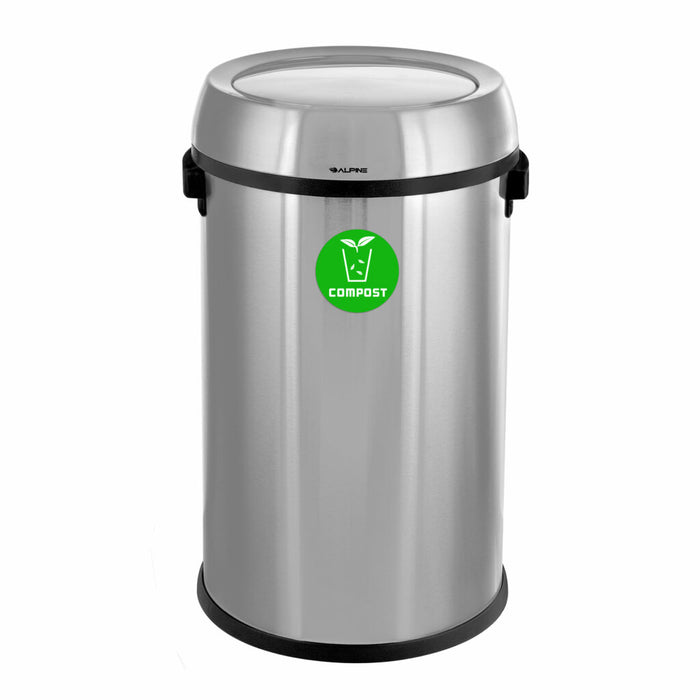 Alpine Industries 17 Gallon Stainless Steel Indoor Compost Receptacle with Swivel Lid ALP470-65L-1-CO