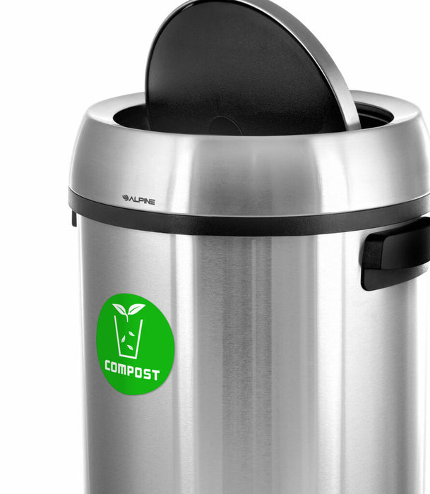 Alpine Industries 17 Gallon Stainless Steel Indoor Compost Receptacle with Swivel Lid ALP470-65L-1-CO