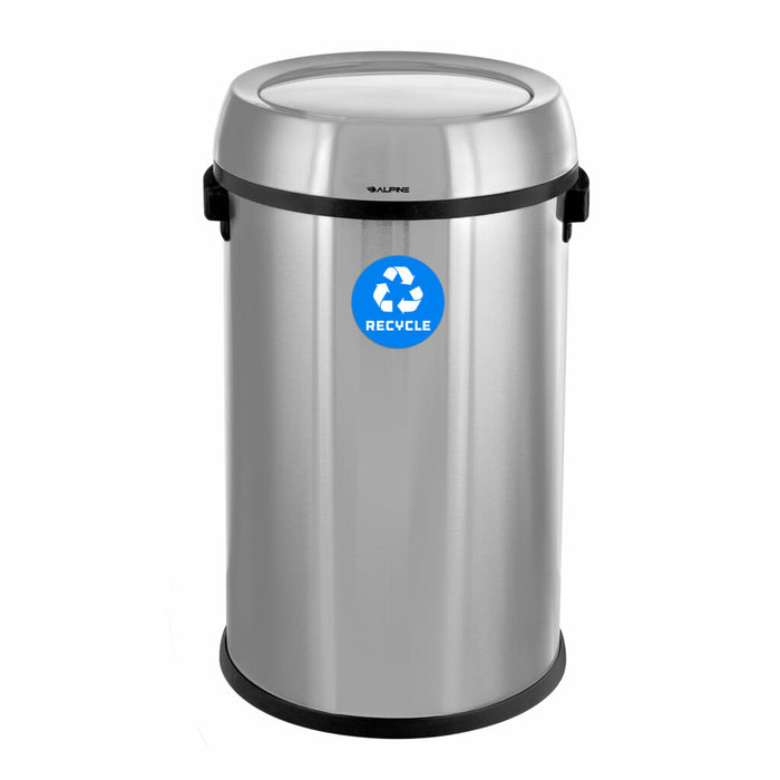 Alpine Industries 17 Gallon Stainless Steel Indoor Recycling Receptacle with Swivel Lid ALP470-65L-1-R