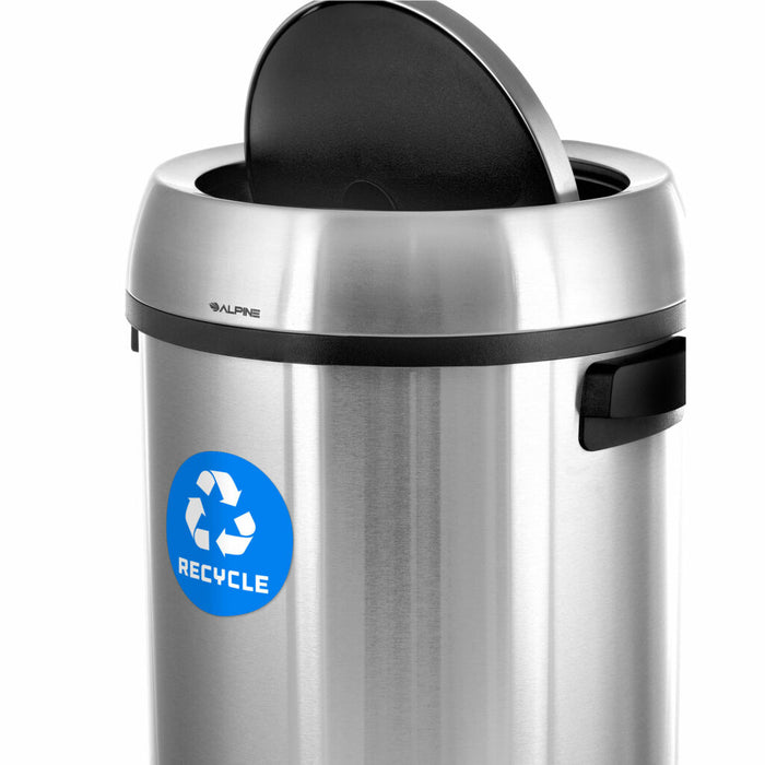 Alpine Industries 17 Gallon Stainless Steel Indoor Recycling Receptacle with Swivel Lid ALP470-65L-1-R