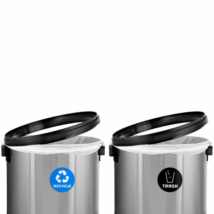 Alpine Industries 17 Gallon Stainless Steel Indoor Recycling Receptacle and Trash Compost with Swivel Lid ALP470-65L-1-R-T