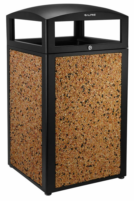 Alpine Industries Alpine Industries Rugged 40-Gallon All-Weather Trash Containers with Stone Panels ALP471-40-STO