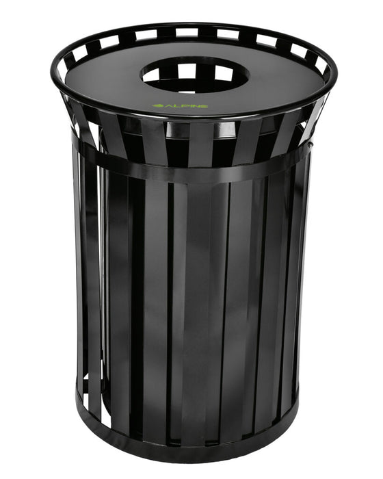 Alpine Industries Outdoor Metal Waste Receptacle - 38 Gallon Black - ALP479-38