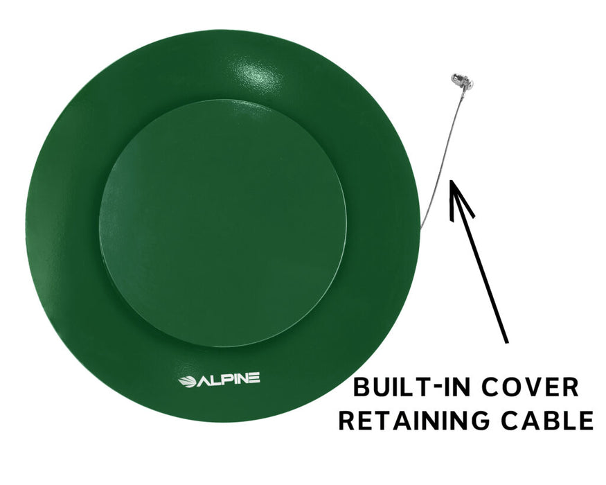 Alpine Industries Rain Bonnet Lid for Outdoor Metal Waste Receptacle - 38 Gallon Green - ALP479-38-A-GRN