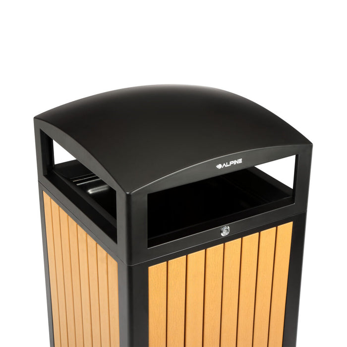 Alpine Industries 40-Gallon Outdoor Trash Container with Slatted Recycled Plastic Panels - Cedar ALP471-40-WD-CD