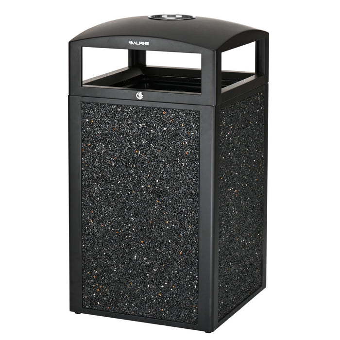 Alpine Industries Alpine Industries Rugged 40-Gallon All-Weather Trash Containers with Gray Stone Panels and Ash Tray ALP472-40-GRYS