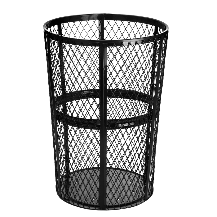 Alpine Industries 48 Gallon Metal Mesh Outdoor Trash Receptical 3 Pack ALP473-48-BLK-3PK