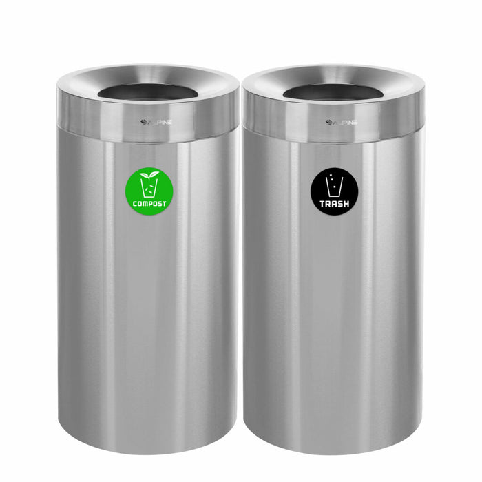 Alpine Industries 27 Gallon Stainless Steel Compost Bin and Trash Can ALP475-27-CO-T