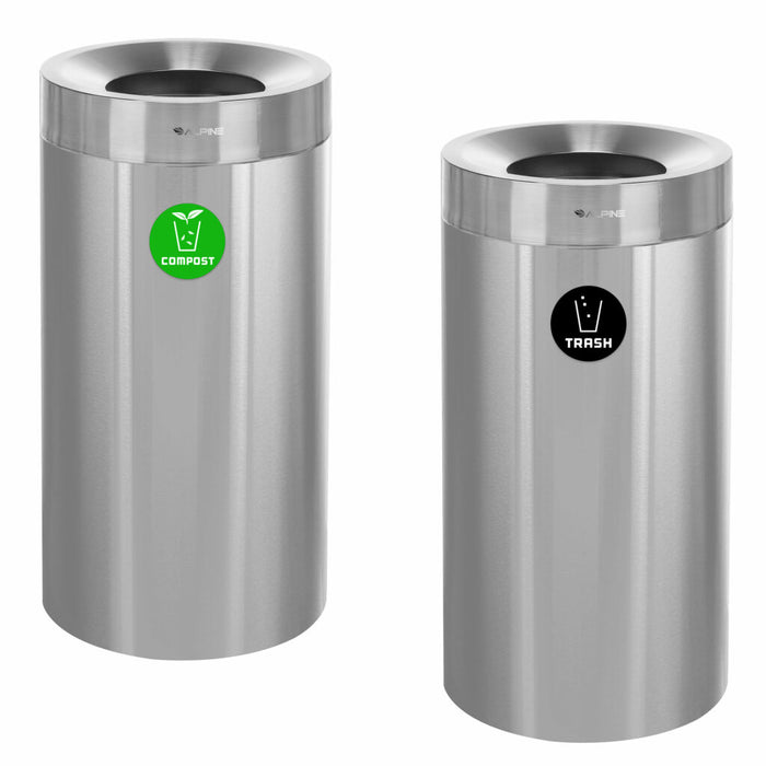 Alpine Industries 27 Gallon Stainless Steel Compost Bin and Trash Can ALP475-27-CO-T