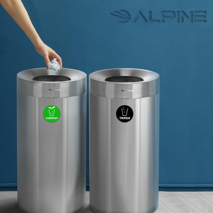 Alpine Industries 27 Gallon Stainless Steel Compost Bin and Trash Can ALP475-27-CO-T