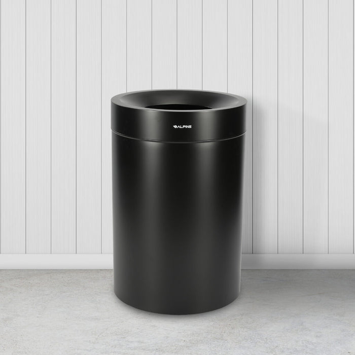 Alpine Industries 50 Gallon Stainless Steel Trash Can (Black) ALP475-50-BLK