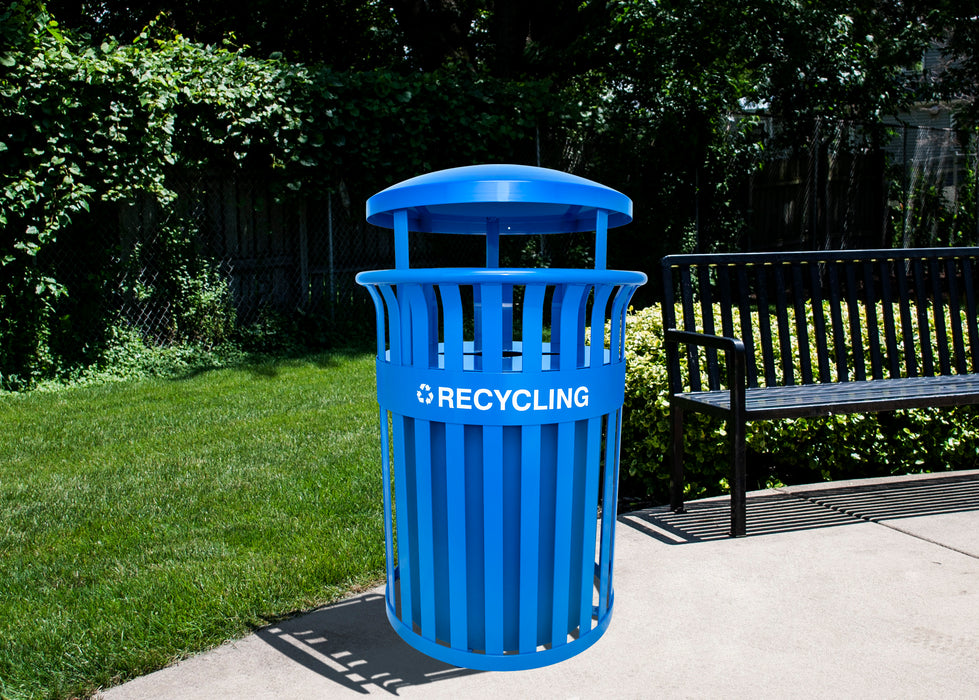 Ex-Cell Streetscape Collection 37-gallon Heavy-duty Outdoor Recycling Receptacle w/ Canopy