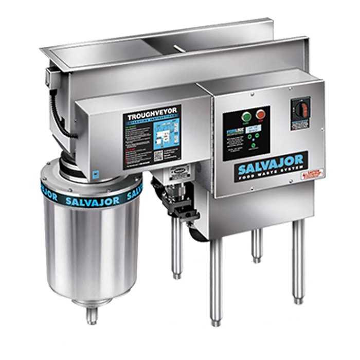 Salvajor 300-TVL Disposer TroughVeyor food waste conveying & Disposing System With Water recirculation Left-hand Operation 3 HP Disposer